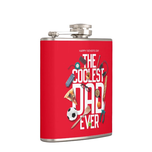 Personalise Modern The Coolest Dad Ever Hip Flask (Right)