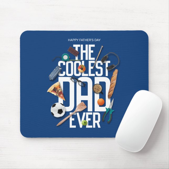 Personalise Modern The Coolest Dad Ever Mouse Mat (With Mouse)
