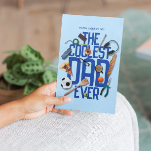 Personalise Modern The Coolest Dad Ever Postcard