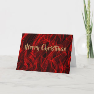 Personalise Modern Trendy Neon Red Digital Pattern Holiday Card