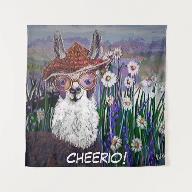 Personalise Momma Llama In a field of daisies Tapestry (Front)