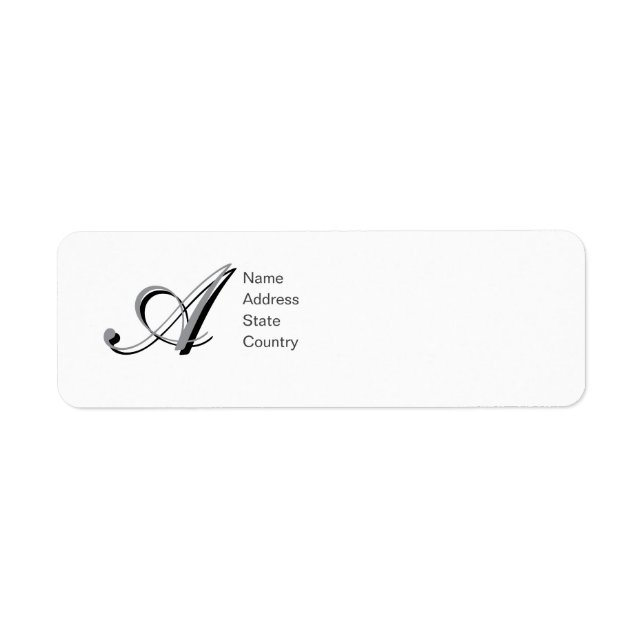 Personalise Monogram A Script Return Address Label (Front)