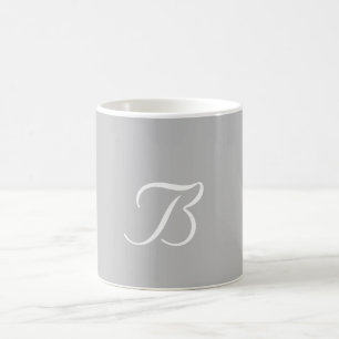Personalise Monogram B Light Grey  Coffee Mug