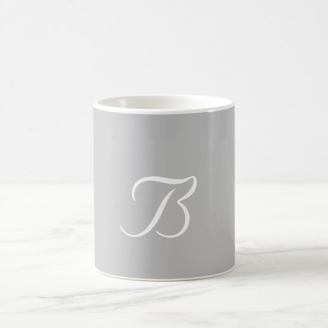 Personalise Monogram B Light Grey  Coffee Mug (Center)