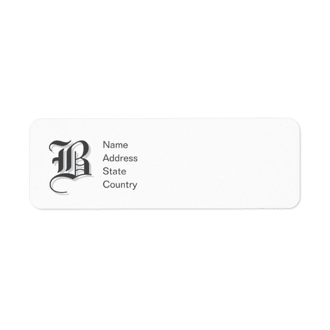  Personalise Monogram B Return Address Label (Front)