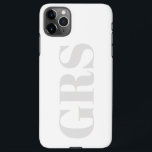 Personalise Monogram, Bold Grey Letters on White iPhone 11Pro Max Case<br><div class="desc">Personalise with your monogram in bold grey letters on white background.</div>