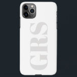 Personalise Monogram, Bold Grey Letters on White iPhone 11Pro Max Case<br><div class="desc">Personalise with your monogram in bold grey letters on white background.</div>