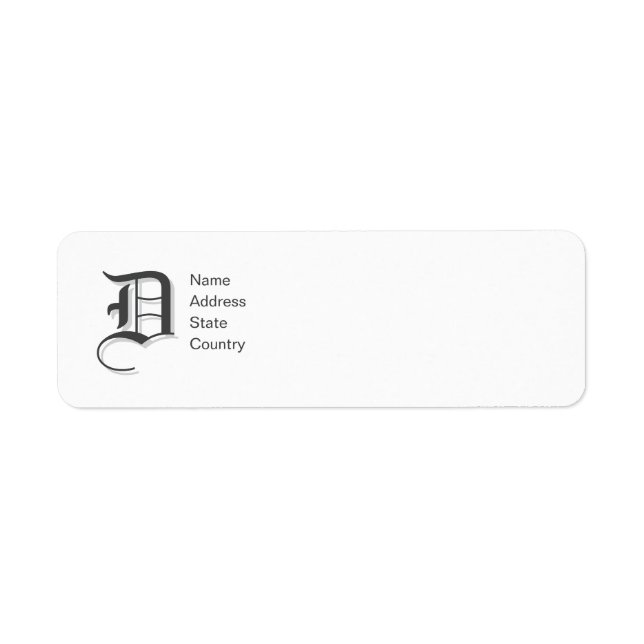Personalise  Monogram D Return Address Label (Front)
