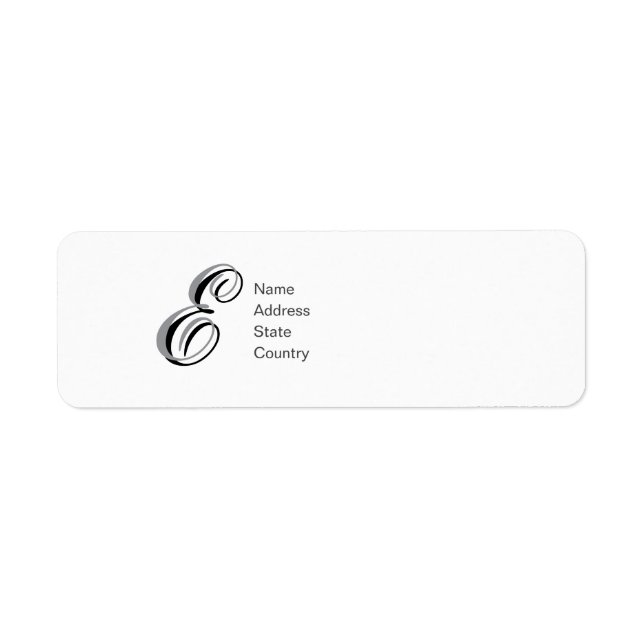 Personalise Monogram E Script Return Address Label (Front)