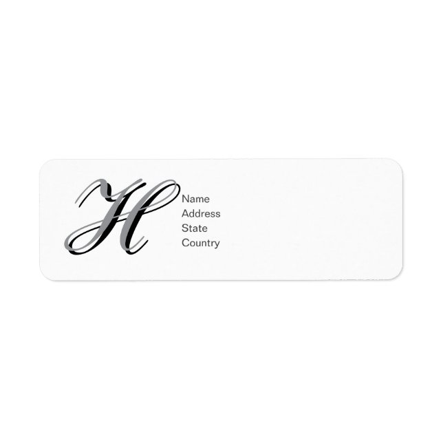 Personalise Monogram H Script Return Address Label (Front)