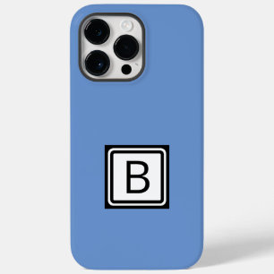 Personalise Monogram in Black Double Box on Blue Case-Mate iPhone 14 Pro Max Case