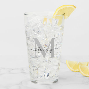 Personalise Monogram Initial Name Drinking Glass