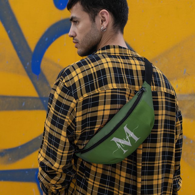 Personalise Monogram Initial Name Forest Green Bum Bags (Personalize Monogram Initial Name Forest Green Fanny Pack)