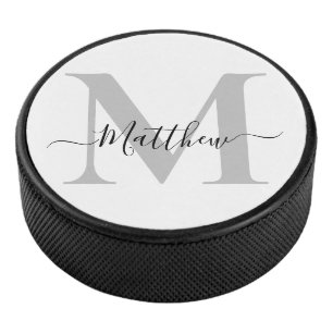 Personalise Monogram Initial Name Hockey Puck