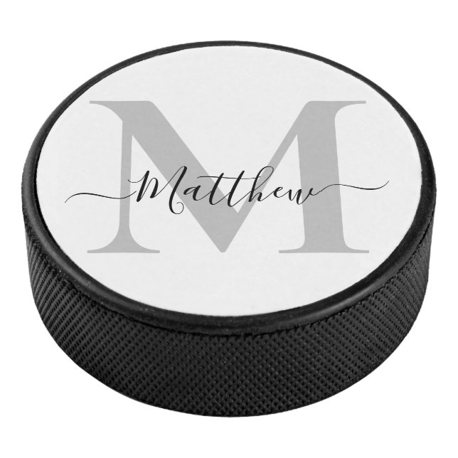 Personalise Monogram Initial Name Hockey Puck (3/4)