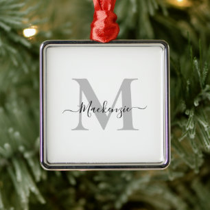 Personalise Monogram Initial Name Premium Square Metal Tree Decoration