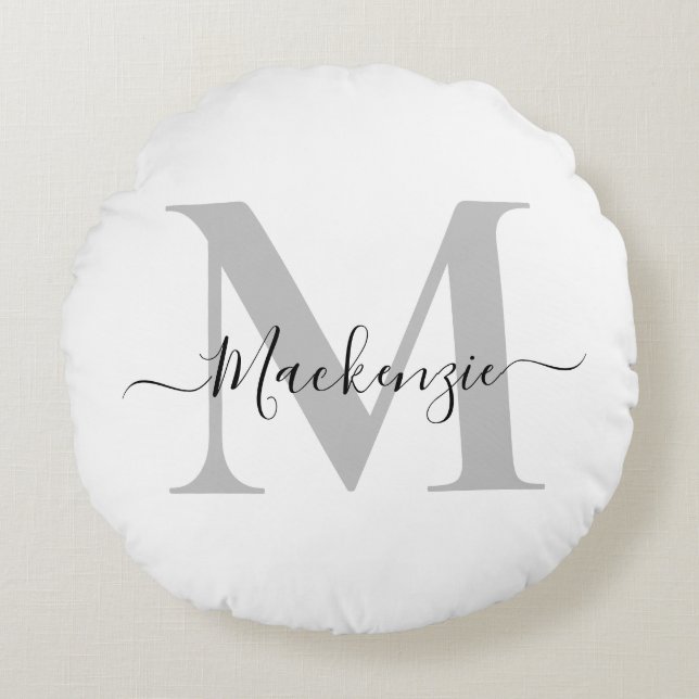 Personalise Monogram Initial Name Round Cushion (Front)