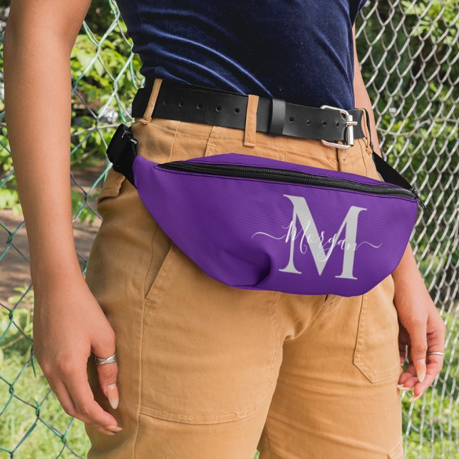 Personalise Monogram Initial Name Royal Purple Bum Bags (Personalize Monogram Initial Name Royal Purple Fanny Pack)