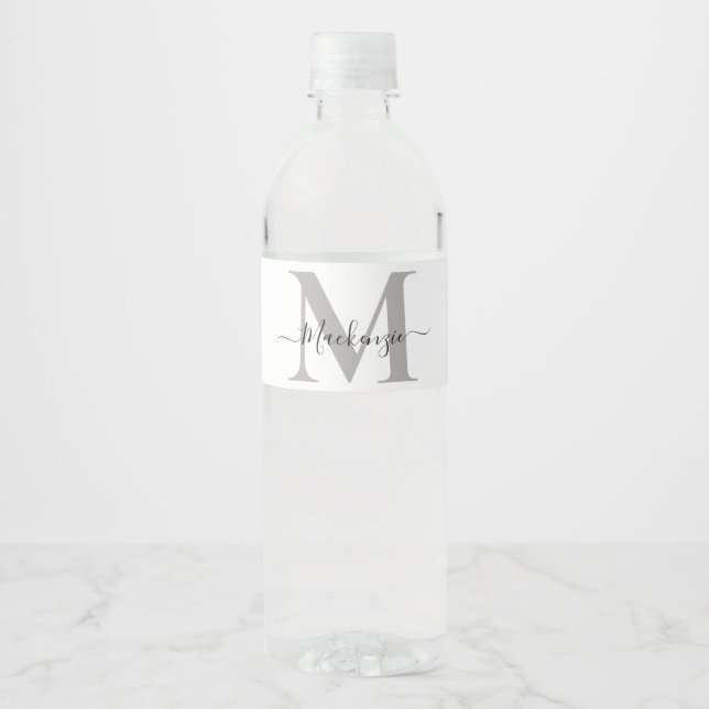 Personalise Monogram Initial Name Water Bottle Label (Front)
