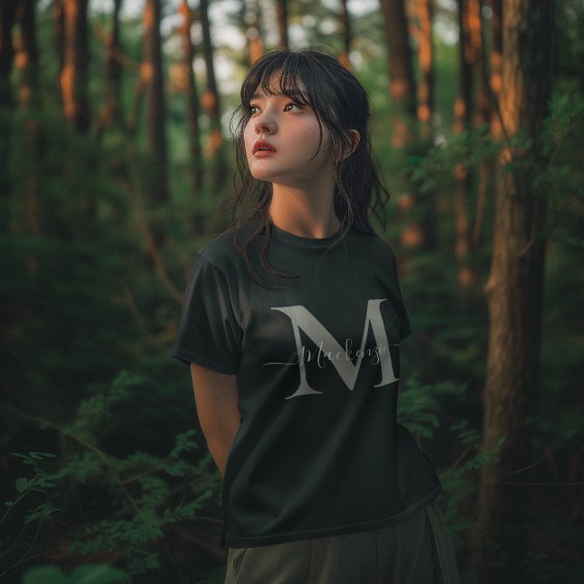 Personalise Monogram Initial Name Women's Dark T-Shirt (Personalize Monogram Initial Name Women's Dark T-Shirt)