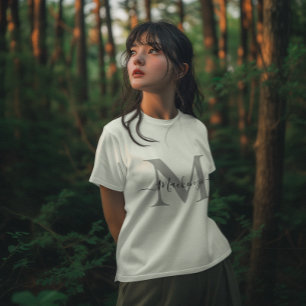 Personalise Monogram Initial Name Women's White T-Shirt