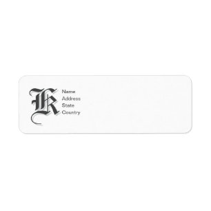 Personalise  Monogram K Return Address Label
