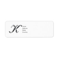 Personalise Monogram K Script Return Address Label