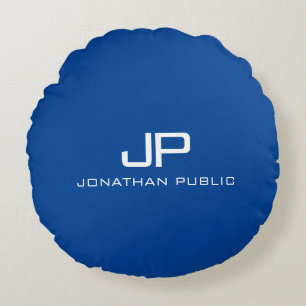 Personalise Monogram Name Elegant Modern Template Round Cushion