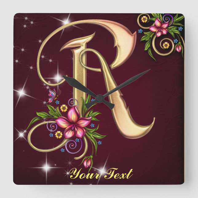 Personalise Monogram R Wall Clock (Front)
