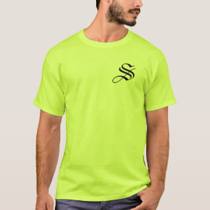 Personalise Monogram S Safety Green T-Shirt