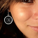 Personalise Monogram Script Initial White on Black Earrings<br><div class="desc">Customise these cute minimalist black and white earrings with initials for you or a friend. Great for birthday gifts,  bridesmaid gifts,  wedding party gifts,  bridal shower gifts.</div>