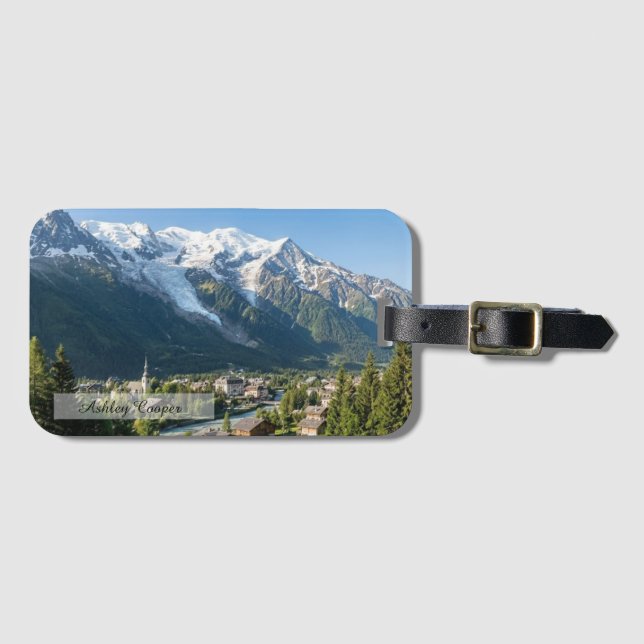 Personalise Mount Blanc French Alps Mountain Luggage Tag (Front Horizontal)
