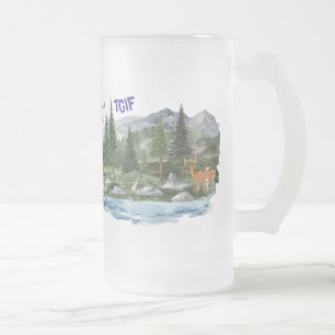 Personalise Mountain High Wildlife Frosted Glass Beer Mug