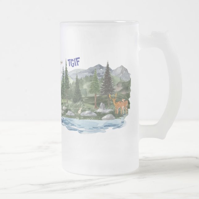 Personalise Mountain High Wildlife Frosted Glass Beer Mug (Right)