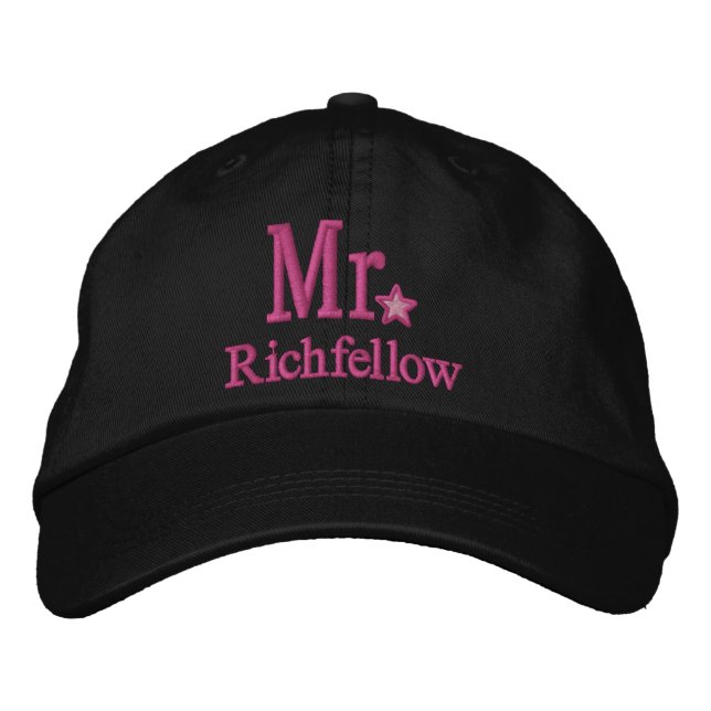 Personalise Mr & Mrs Embroidery Embroidered Cap (Front)