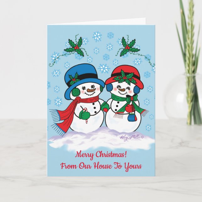 Personalise Mr. & Mrs. Frosty The Snowman Holiday Card (Front)