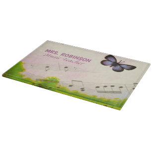 Personalise, Music Butterflies Thanks Teacher Cutting Board