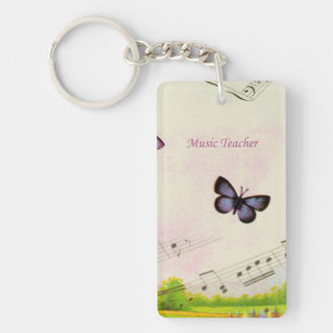 Personalise, Music Butterflies Thanks Teacher Key Ring