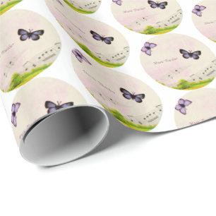 Personalise, Music Butterflies Thanks Teacher Wrapping Paper