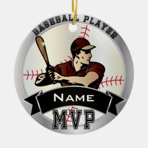 Personalise MVP Baseball Ceramic Tree Decoration