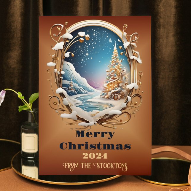 Personalise Name 2024 Christmas Scene Holiday Card (Creator Uploaded)