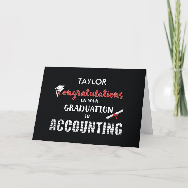 Personalise Name Accounting Graduation Congratulat Card (Front)