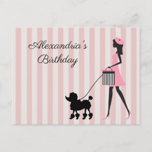 Personalise Name and Occasion Lady walking poodle  Postcard