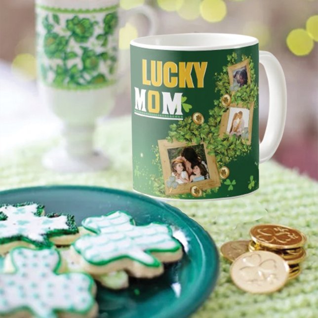 Personalise Name And Photo St. Patrick's Day Green Coffee Mug (Creator Uploaded)