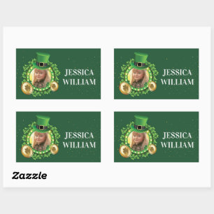 Personalise Name And Photo St. Patrick's Day Green Rectangular Sticker