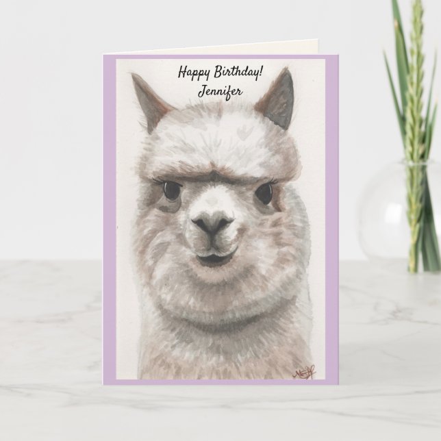 Personalise NAME Birthday Card Watercolor (Front)