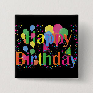 Personalise Name Birthday Party Celebration Art 15 Cm Square Badge