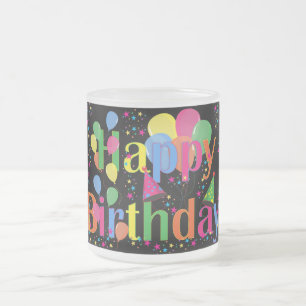 Personalise Name Birthday Party Celebration Art Frosted Glass Coffee Mug