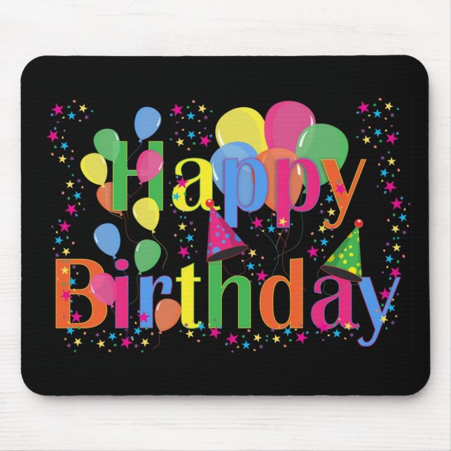 Personalise Name Birthday Party Celebration Art Mouse Mat (Front)