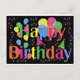 Personalise Name Birthday Party Celebration Art Postcard